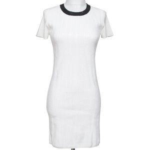 MICHAEL MICHAEL KORS Dress White Sequin Black Crew Neck Short Sleeve XS